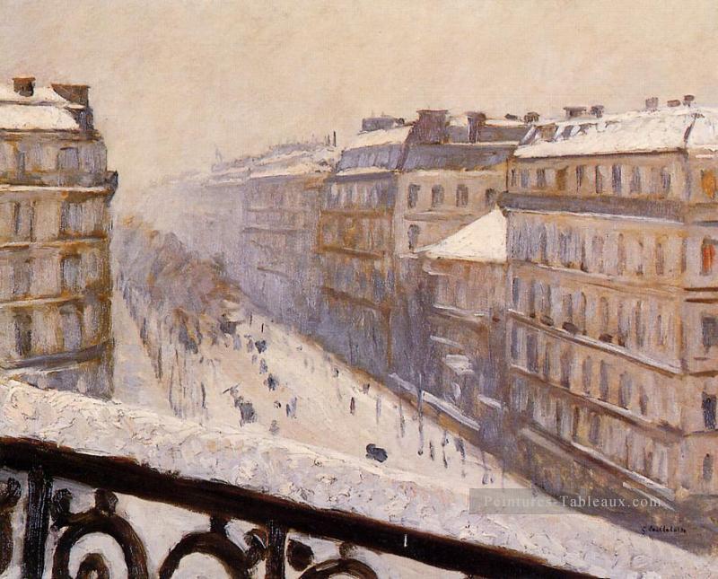 Boulevard Haussmann Neige Gustave Caillebotte Peintures à l'huile